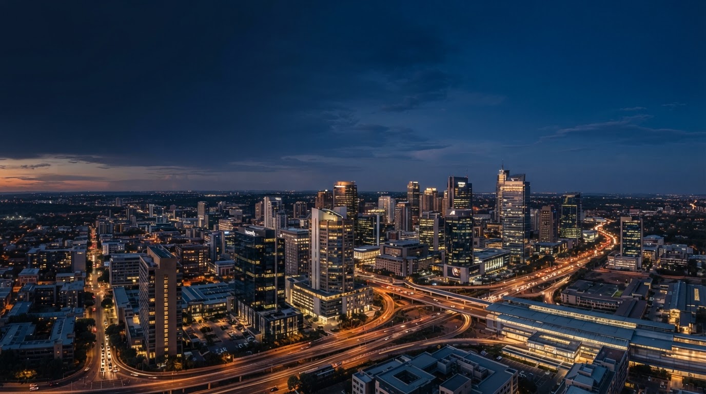 Johannesburg financial district at twilight